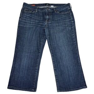 J.Crew Hipslung Dark Wash Stretch Cropped Wide Leg Jeans Womens Size 32 Low Rise